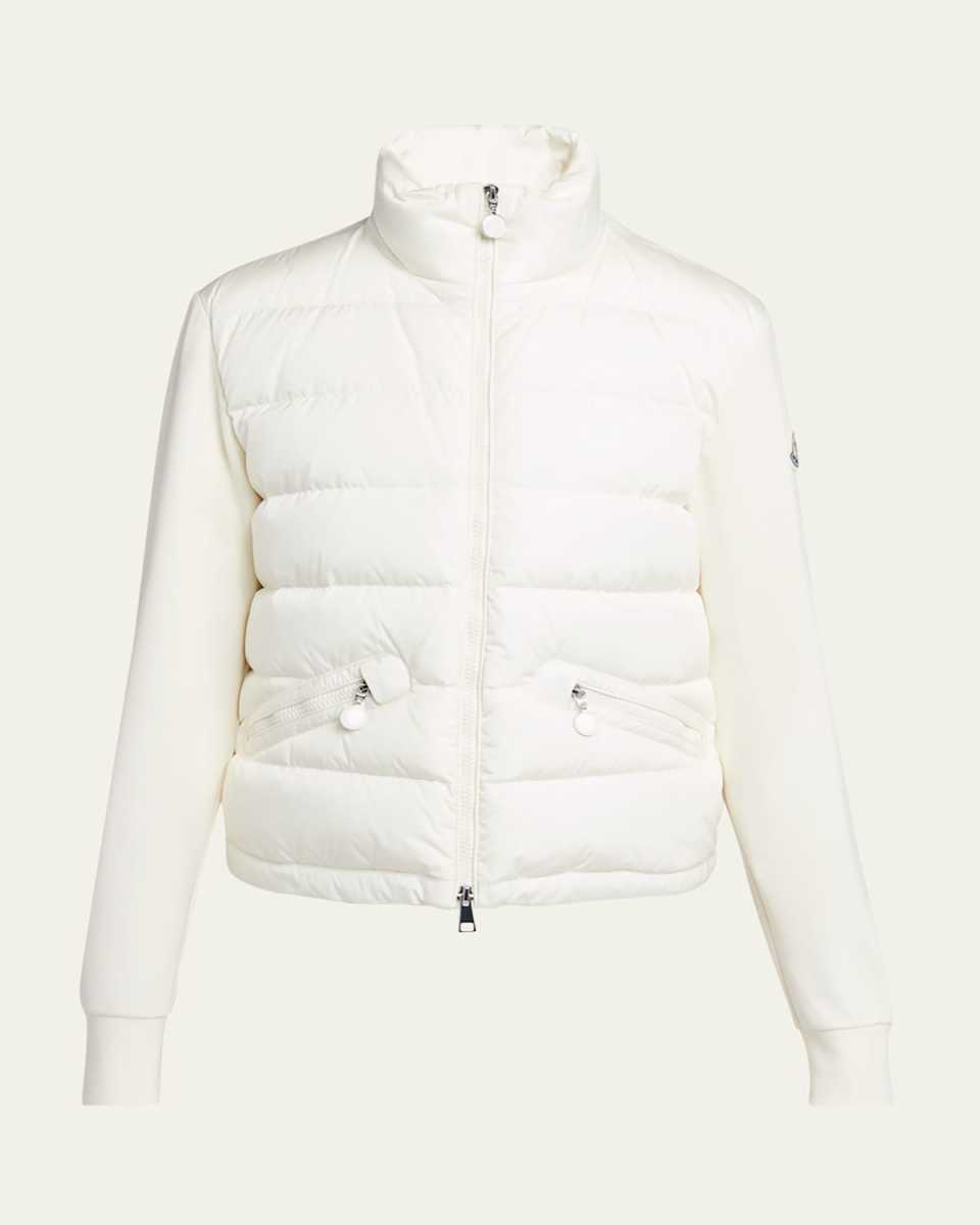 Quilted Nylon Zip-Up Cardigan